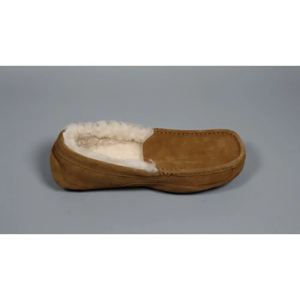 Fireside By Dearfoams Men Melbourne Genuine Shearling Moccasin Slippers Size 11